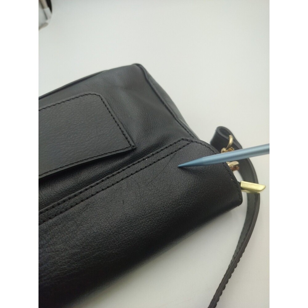 House of Harlow 60s Black Handbag Genuine Leather Purse Italy Gold Snake Accent - Picture 14 of 16